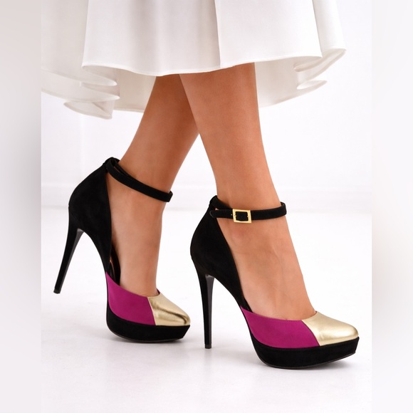 Gianni Marra Shoes - Gianni Marra Bold Color-block With Ankle Strap Stiletto Pointy Toe Platform